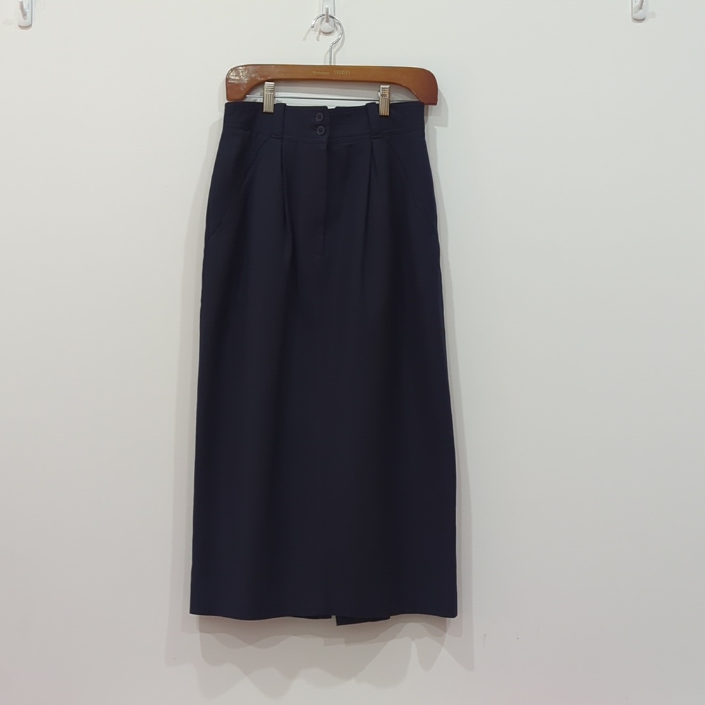 Vintage HuntClub Navy Blue Long Wool Skirt